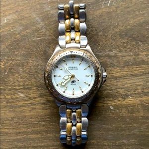 Fossil blue watch two-tone stainless steel 50m